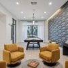 Lounge area with pool table and scrabble board